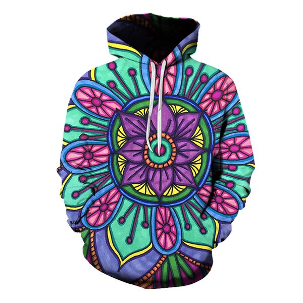 

the rolling stones purple flower pattern men's 3d printing hoodie drawstring crew neck american sweatshirt fall winter, Black