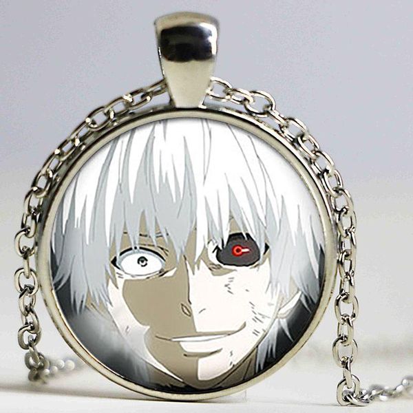 

tokyo ghoul touka kaneki ken rize kamishiro anime glass cabochon round po diy pendant jewelry accessories necklaces, Silver