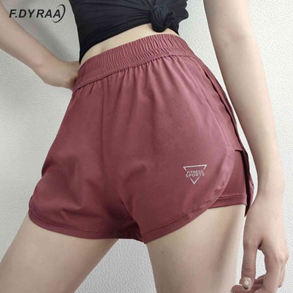 

f.dyraa women's yoga 2 in 1 sports running seamless fitness workout push up gym breathable quick-dry shorts, White;black