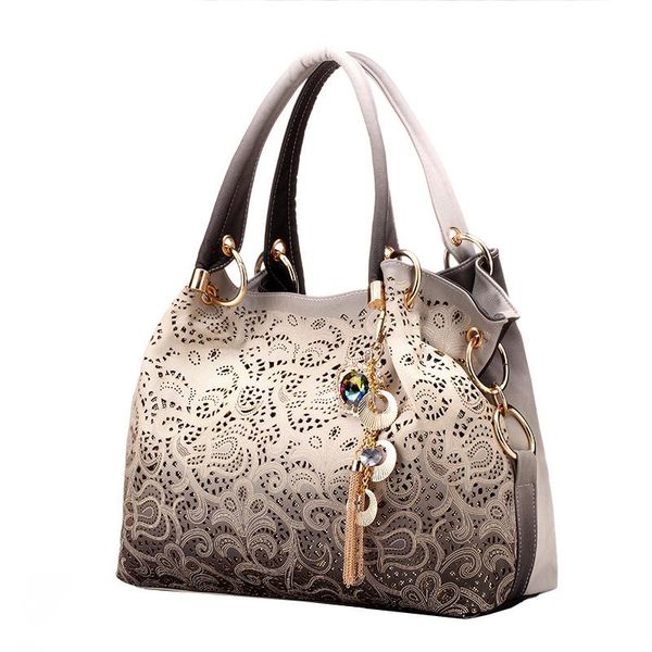 

evening bags fashion designer luxury handbags women hollow out ombre floral print shoulder ladies tote tassel handbag handle