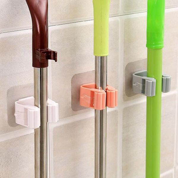 

hooks & rails wall mounted mop organizer holder brush broom hanger home storage rack bathroom suction hanging pipe household tools