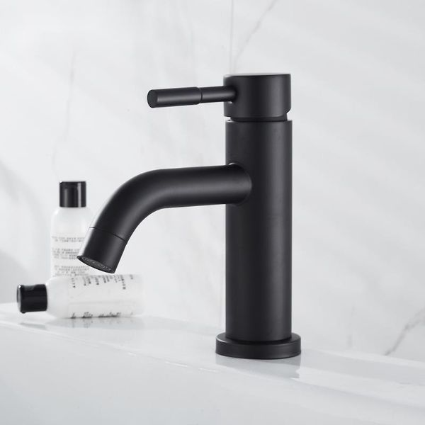 

bathroom sink faucets matte black basin faucet single lever cold water tap deck mounted brass mixers hole