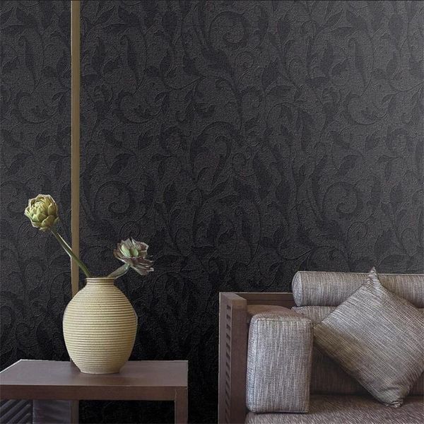 

wallpapers wellyu dark gray black pattern porch partition box waterproof wallpaper living room study tv background wall paper