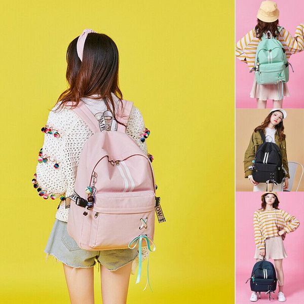 

outdoor bags 2021 est women's backpack school book night fluorescence striped pendant shoulder bag rucksack canvas travel