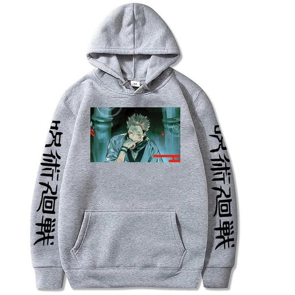 

men's hoodies & sweatshirts 2021 anime cartoon jujutsu kaisen men/women long sleeves pullovers fashion casual regular, Black