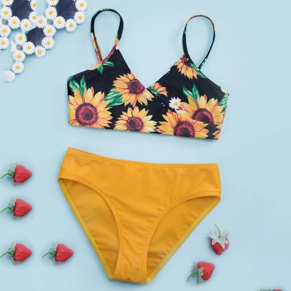 

women's swimwear infant kids girls ruffles hollow summer swimsuit bikini set outfits kostium kapielowy vestidos de verano, White;black