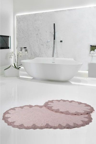 

plush luxury oval powder 2-dowry french lacy laced toilet seat set bath mat bnyluksoval2li mats
