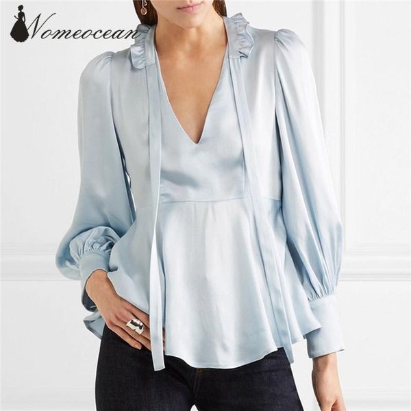 

women's blouses & shirts plus size silk for women v-neck ruffle layered peplum oversized long sleeve m18020701, White