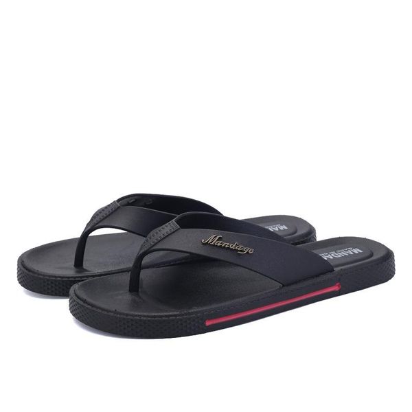 

slippers flat with beach outside men's solid fashion summer flip flops concise men shoes, Black