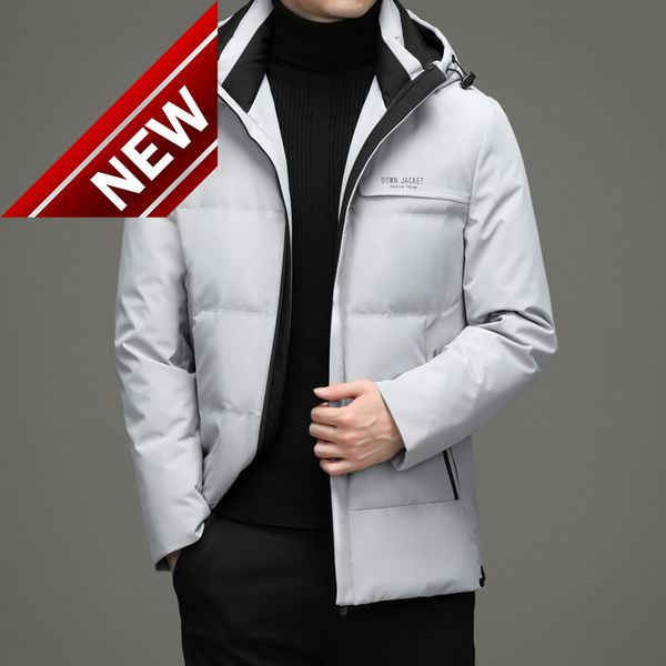 

winter men's down jacket fashion hooded warm men white duck coats causal england style man, Black