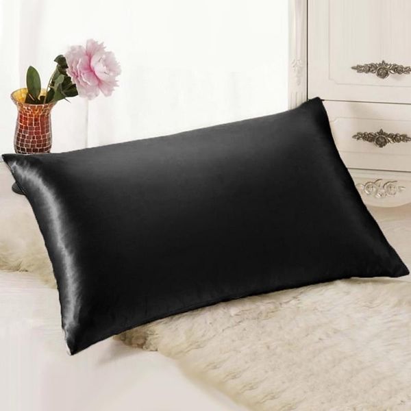 

pillow case silk satin bedding zipper pillowcase smooth cover home textile decoration