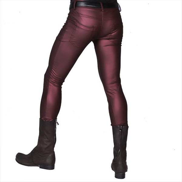

plus size faux leather women pants punk pencil pu matte skinny fit elasticity tight trousers motorcycle leggings, Black