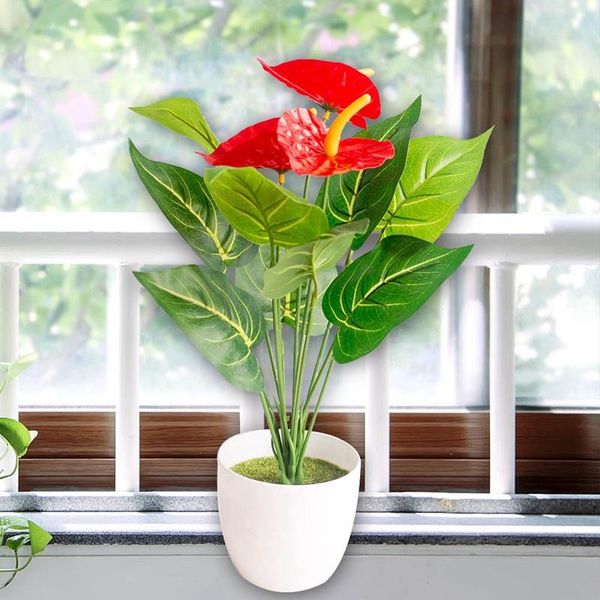 

decorative flowers & wreaths simulation green plants bonsai balcony potted plant artificial fake red bouquet deskwedding home garden dec