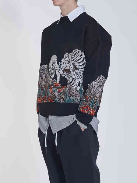 

Men's Sweaters Designer 3d sweatshirt skull palm sweater printing loose long pullover crewneck print sleeve Hip Hop Sweatshirts Men Wom, White;black