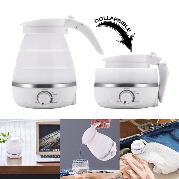 

water bottle electric tea kettle grade silicone boils quickly one-button control boil dry protection power cord for travel hiking sport