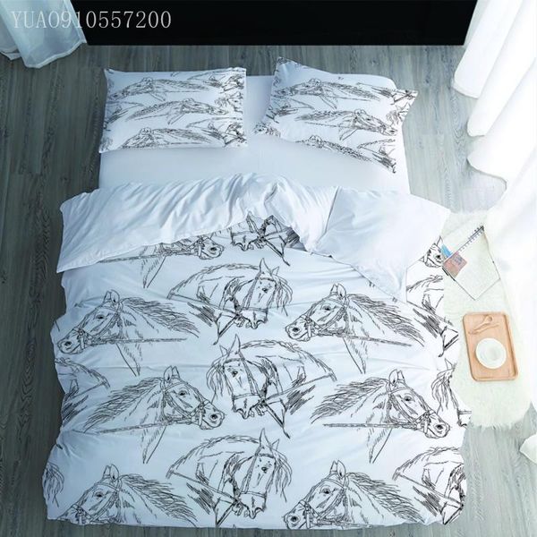 

bedding sets children bed duvet cover pillowcase set painted horse home bedroom decor white print comforter drop