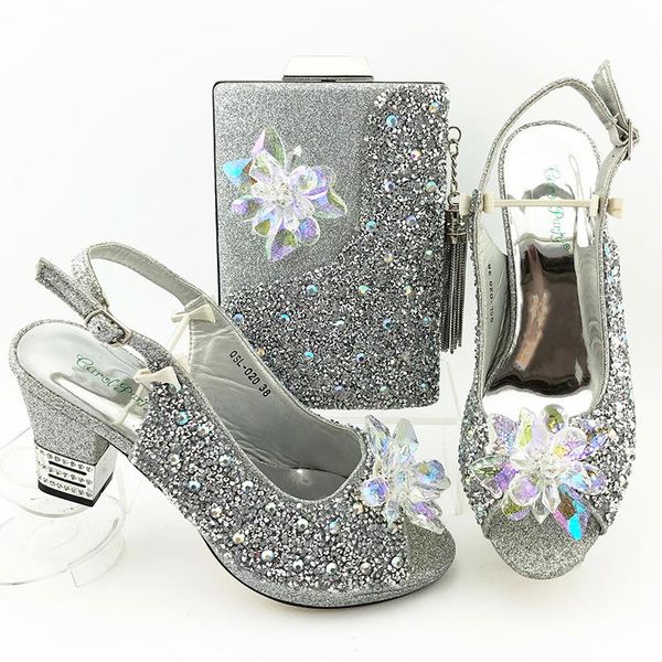 

dress shoes arrival elegant silver italian ladies and bags to match set for party in women d200505-8, Black