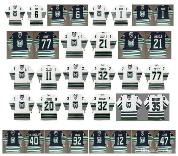 

Vintage Hartford Whalers Jerseys 20 KYPREOS 32 GRIMSON 35 Garrett 11 Cullen 32 Craven 77 PAUL COFFEY 21 ANDREW CASSELS CCM Custom Hockey, Colour 1