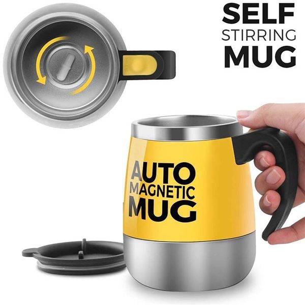 450Ml Automatic Electric Lazy Self Stirring Mug Caffè Latte Tazza di miscelazione Tè Tazza di miscelazione in acciaio inossidabile 210423