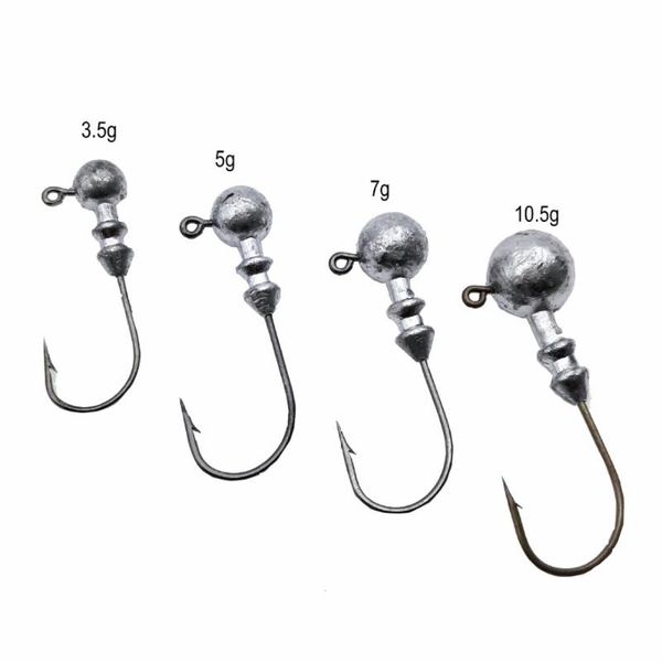 

psc/lot 3.5g/5g/7g/10.5g lead head hook jigs bait fishing hooks for soft lure tackle