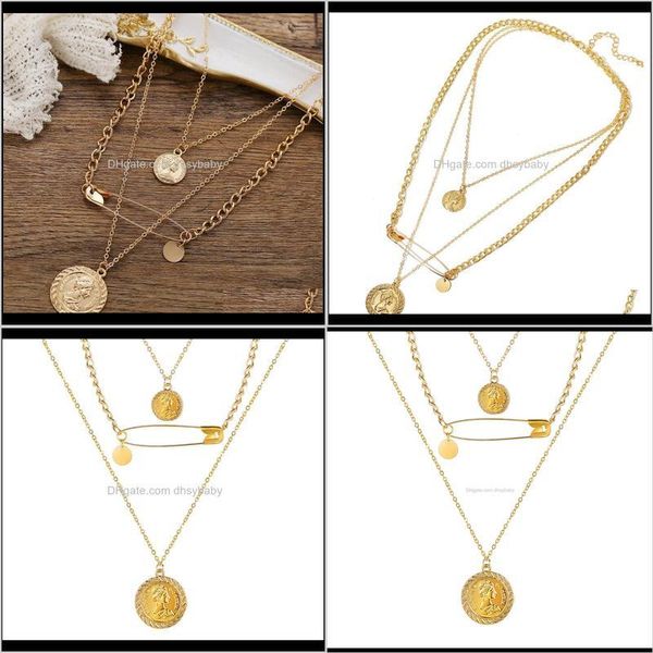 

necklaces & pendants drop delivery 2021 women bohemian ethnic style multi-layer pendant necklace creative simple geometric alloy clavicle ch, Silver