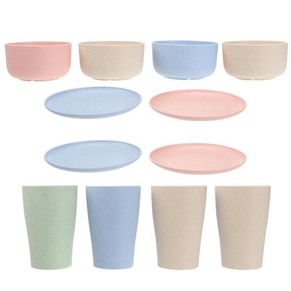 

bowls 4 sets of household tableware bowl cup plate set presents random color