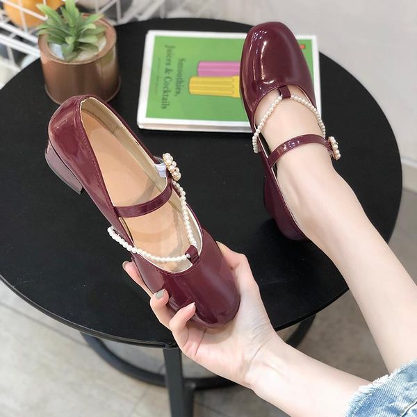 

lolita shoes pumps casual heels 2021 all-match shallow mouth sweet sandals ladies square toe mary jane fashion comfortab dress, Black