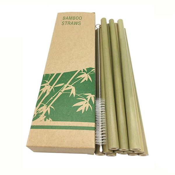 

10/12pcs natural bamboo straw reusable drinking straws with case clean brush eco-friendly bar party tool
