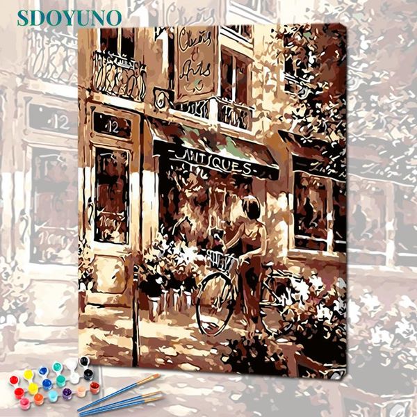 

paintings sdoyuno acrylic paint by numbers city oil painting on canvas 40x50cm frameless diy scenery home decor wall art