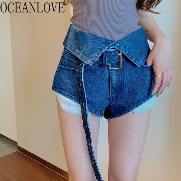 

jeans femme solid bandage belt high waist vintage 2021 summer ins fashion pants korean style zipper woman women's, Blue