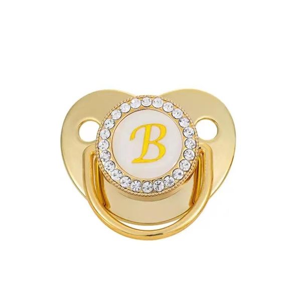 

pacifiers# 26 name initial letter baby pacifier bpa silicone infant nipple gold bling born dummy soother