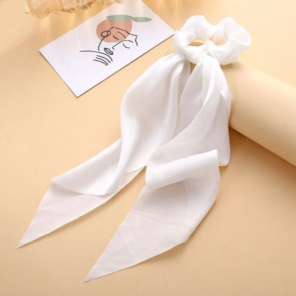 

hair elastics bow scrunchies ear silk soft bands for girls ties vintage women ropes scarf scrunchy accessories k1g9, Slivery;white