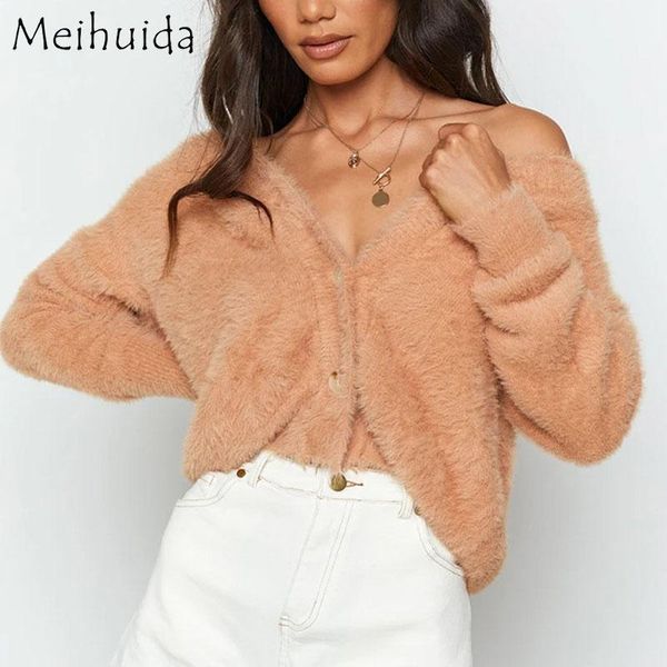 

women's jackets women short coat autumn winter plush cardigan loose casual v-neck fall long sleeve clothes jacket outerwear for female, Black;brown
