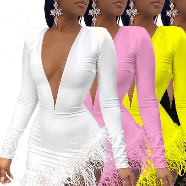 

women womens dress winter mini o neck mesh feather patchwork night club party bandage street bodycon dresses, Black;gray