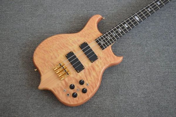 

custom quilted maple 5 ply guitar neck thru body active 9v pickup 4 strings electric bass