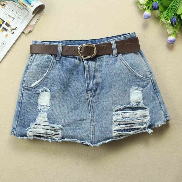 

short korean style women denim skirt 2021 thin summer torn short female casual hole mid-waist pockets shorts, White;black