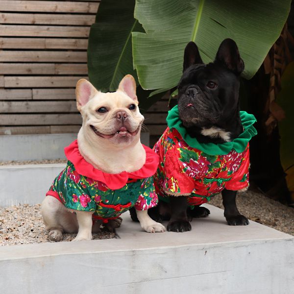 Vintage Evcil Gömlek Ceket Köpek Giyim Çiçek Baskı Pet Ceket Palto Tatil Tarzı Köpekler Gömlek Çin Kostüm