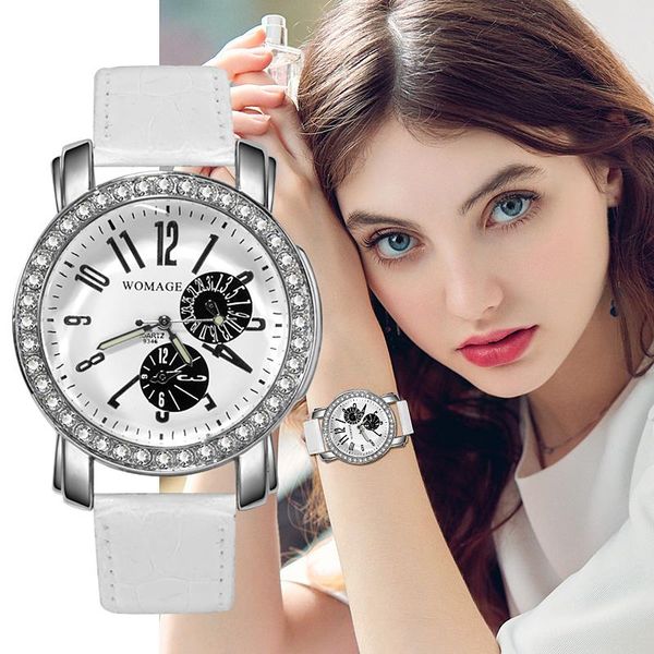 

women diamond watches fashion casual ladies crystal leather band quartz wristwatch black horloges vrouwen wristwatches, Slivery;brown
