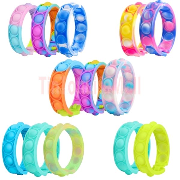 

decompression bracelet press bubble fidget toys rainbow color wristband antistress sensory toys for children push figet toy se9