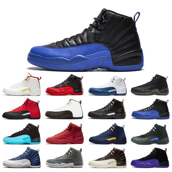 

12s man's basketball shoes high cut blue stone cny grey fiba flu game french royal gamma o-black reverse taxi wings breathable trainers