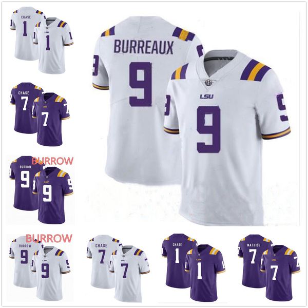 

lsu football jersey derek stingley jr. champions playoff college joe burrow burreaux nickname beckham delpit mathieu white purple home away1, Black