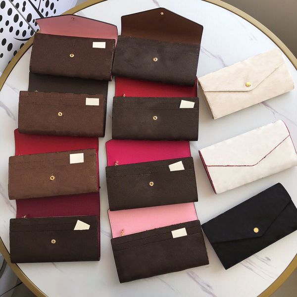 

High Quality Fashionable Designer Wallet Cards Coins Famous Women Men Wallets Leather Purse Card Holder Coin Walletbag With Box, Old flower dark red