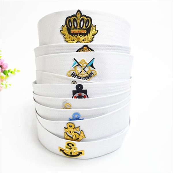 

military hats for sailors captain hat navy marine cap anchor sea boating kids children party cosplay festival, Blue;gray