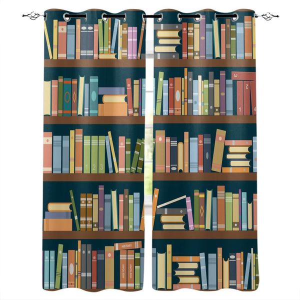 

bookshelf library book window curtain bedroom bay blackout curtains modern living room floor & drapes