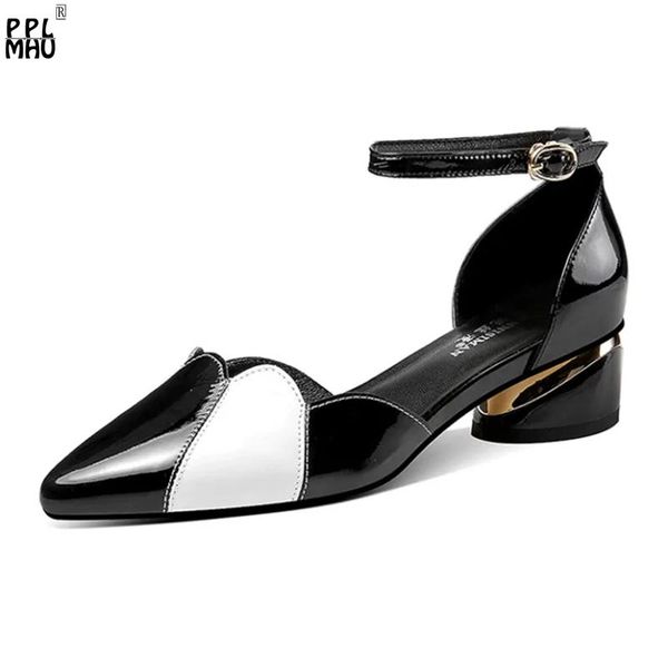 

summer light comfortable womens shoes leopard blue pointed pu leather platform sandals designer shallow office, Black