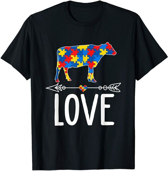 

autism awareness cow hearts love gifts t-shirt boys men t-shirt, White;black