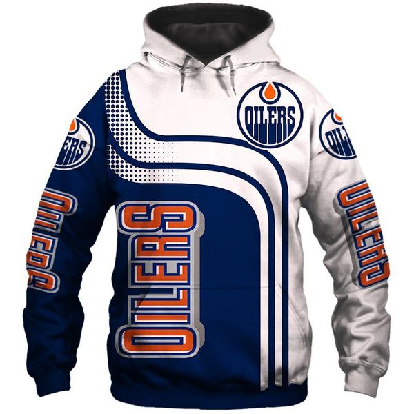 

men's hoodies & sweatshirts edmonton fashion 3d hoodie white and blue stitching orange letter print oilers cool outdoor 1, Black