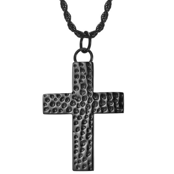 

chains stainless steel punk rock black men's cross pendant necklace jewelry gift for him with chain, Silver