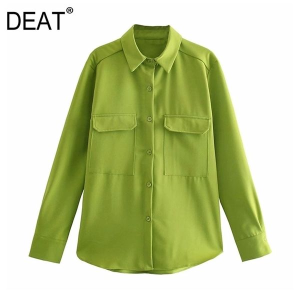 

[deat] spring fashion single-breasted solid color long sleeve turn-down collar loose simple shirt women 13c932 210527, White