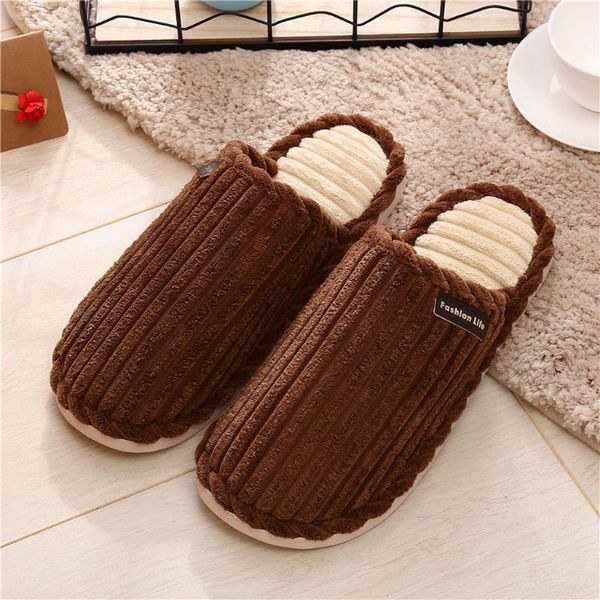 

slippers solor color cotton men's round toe flats platform shoes winter warm man's indoor home floor shoe zapatillas hombre, Black